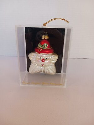 #ad Santa Head Star Ornament Glass Christmas 2002 Vintage Christmas Medium Target $17.99