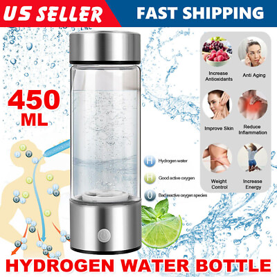 #ad Hydrogen Rich Generator Alkaline Water Ionizer Bottle Cup Portable Maker 450ml $27.99