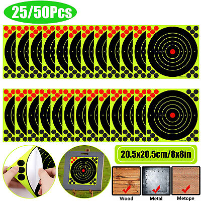 #ad 25 50Pcs Shooting Self Adhesive Targets Splatter Paper Reactive Practice 8 x 8quot; $18.98