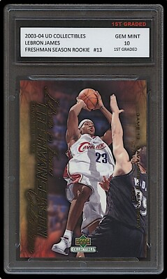 #ad LEBRON JAMES 2003 04 UPPER DECK 1ST GRADED 10 ROOKIE CARD LAKERS CAVALIERS #13 $62.99