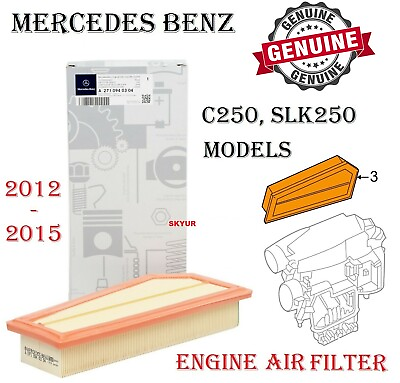 #ad Mercedes Air Filter Engine C250 SLK250 With 1.8 4 cylinder 2012 2015 GENUINE $39.33