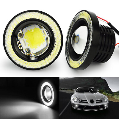 #ad 3.5quot; Round COB LED Fog Light Projector Car Bright Angel Eyes Halo Ring DRL Bulbs $21.99