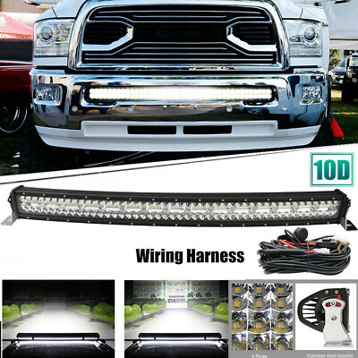 #ad For 1500 2500 3500 2003 18 Bumper 42quot; Spot Flood LED Curved Light Bar Wiring Kit $111.58