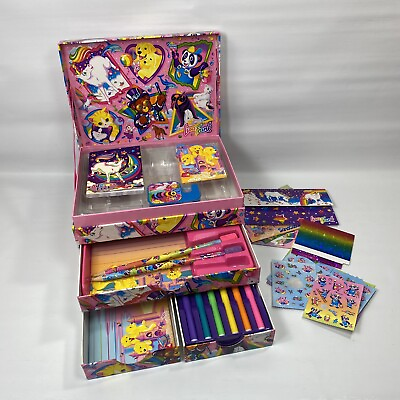 #ad Lisa Frank Stationary Box W Drawers And Some Supplies Stickers Vtg Y2K $40.00