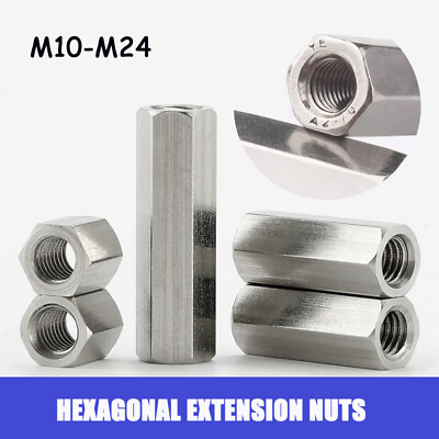 #ad Coupling Nut Stainless Steel Threaded Rod Extension M10 M14 M18 M24 304 stainles $12.95