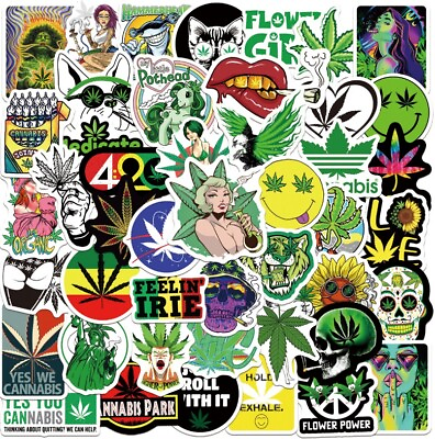 #ad 100pcs Weed Leaves Stickers Smoking Graffiti for Skateboard Luggage Laptop USA $5.49
