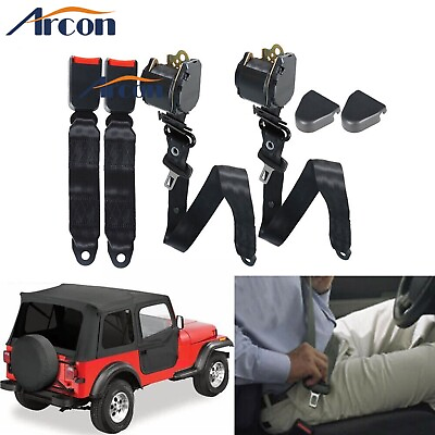 #ad For 1982 1995 Jeep Wrangler CJ YJ Universal 3 Point Retractable Seat Belts 2Pcs $39.40