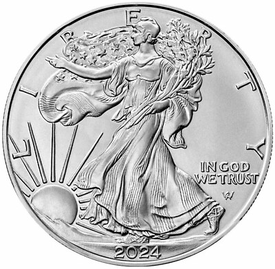 #ad 2024 American Silver Eagle $1 Coin 1 oz .999 Fine Silver BU $37.36