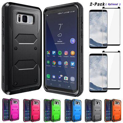#ad For Samsung Galaxy S8 S8 Heavy Duty Shockproof Hard Case Cover w Tempered Glass $13.99