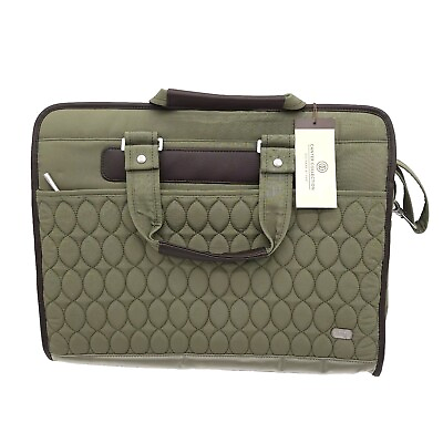 #ad Lug Chariot Canter Work Tote Organizer Messenger Laptop Bag Green Quilted New $39.99