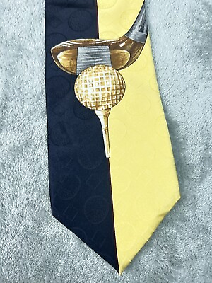 #ad Mark Alexander Golf 100% Silk Neck Tie USA Made Blue Yellow Classic Width Length $17.09