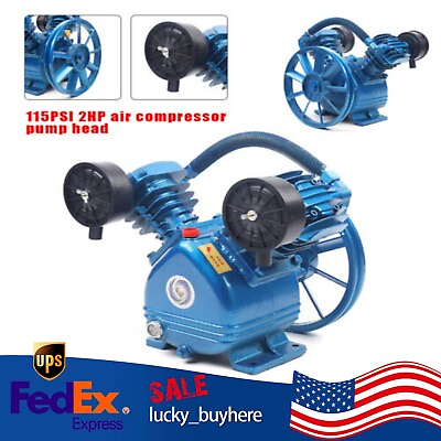 #ad 1500W 115PSI 2HP V Type Twin Cylinder Air Compressor Pump Head Single Stage $135.01