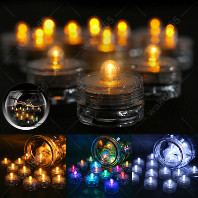 #ad 12x Waterproof LED Submersible Candles Tea Light Wedding Floral Party Decoration $9.99