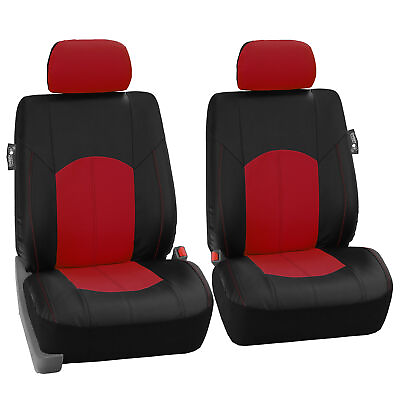 #ad Faux Leather Front Car Seat Covers Set Luxury Red Black For Car Truck $27.99
