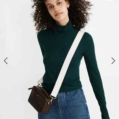 #ad Madewell Light as Air Ribbed Turtleneck Top Spruce Green Long Sleeve NWT Large $28.90