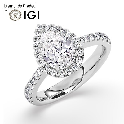 #ad IGI D VS1 2CT Solitaire Lab Grown Pear Diamond Engagement Ring950 Platinum $2078.60