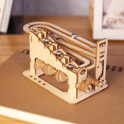 #ad 3D Wooden Puzzle Marble Run Assembly Model Kit Lifter Mechanical Game Desk Decor $18.90