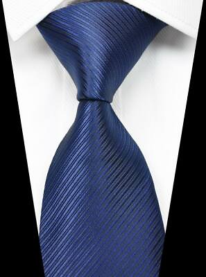 #ad New Classic Solid Striped Dark Blue 100% Silk Men#x27;s Necktie Neck Tie 3.15#x27;#x27; 8CM $9.99