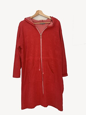 #ad Lisa Collection Women’s Velour Color Dress Robe Size L Hooded Kangaroo Pocket $31.99