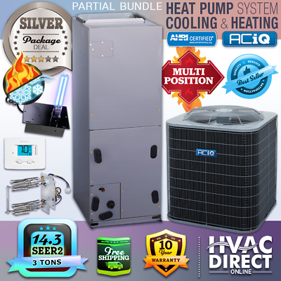 #ad 3 Ton 14.3 SEER2 ACiQ Ducted Central Air AC Heat Pump Split System Basic Kit $3054.25