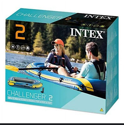 #ad Intex Challenger 2 Person Inflatable Poly Vinyl Air Boat w Oars amp; Air Pump NIB $99.00
