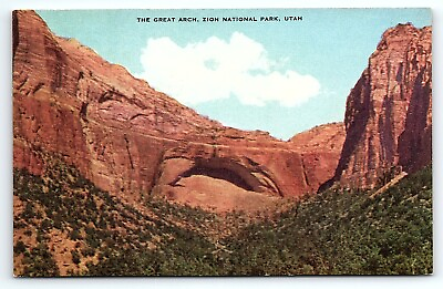 #ad 1940s UTAH ZION NATIONAL PARK THE GREAT ARCH EARLY CHROME POSTCARD P1792 $8.50
