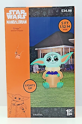 #ad Star Wars Mandalorian Grogu Baby Yoda Halloween 60 Inch 5 Ft Inflatable Yard $32.00