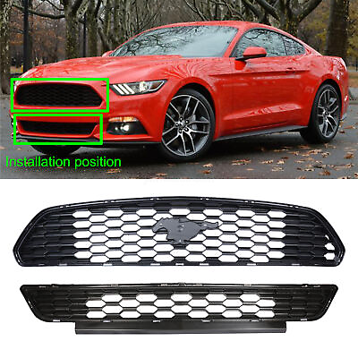 #ad Fits 2015 2016 2017 Ford Mustang Front Bumper Upper amp; Lower Mesh Grille Grill $69.99