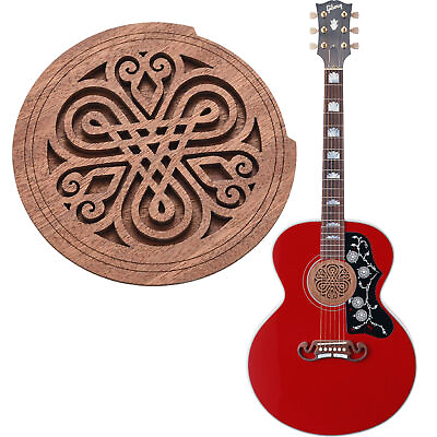 #ad Guitar Wooden Soundhole Sound Hole Cover Block Feedback Buffer Mahogany Wood for $12.28