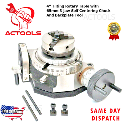#ad Tilting Rotary Table 4#x27;#x27; with 65mm 3 jaw Self Centering Chuck And Backplate Tool $149.06