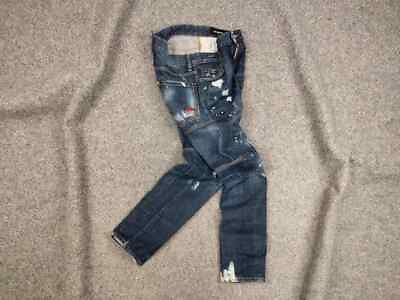 #ad Dsquared2 Tidy Biker Cropped Distressed Paint Denim Jeans $110.00