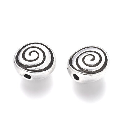 #ad 50pcs Flat Round Tibetan Silver Alloy Carved Vortex Beads Spacer Crafting 8x4mm $6.56