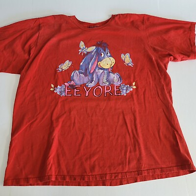 #ad Pooh Disney 2xl Cut Size Tag Eeyore Red Graphic Short Sleeve T Shirt $11.04