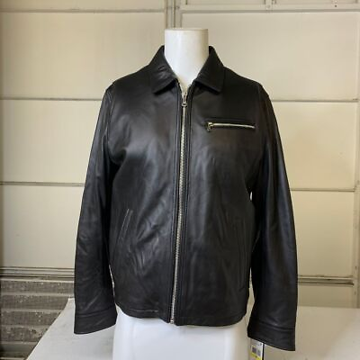 #ad MICHAEL KORS James Dean Leather Jacket Men#x27;s Size M Black MMMK59448 $416.50