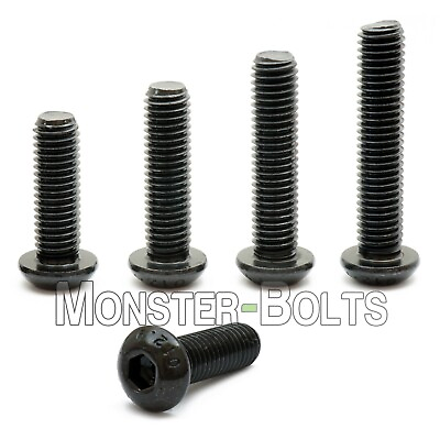 #ad M3 Button Head Socket Cap Screws 12.9 Steel w Black Ox ISO 7380 0.50 Coarse $5.17