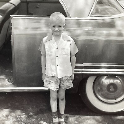 #ad AZI Photograph 1953 Desoto Sportsman Car Automobile Americana Boy Portrait $14.97