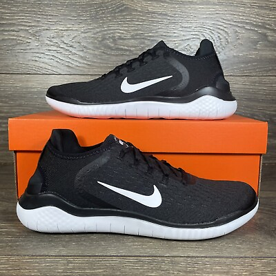 #ad Nike Men#x27;s Free RN 2018 Black White Athletic Running Shoes Sneakers Trainers New $89.95