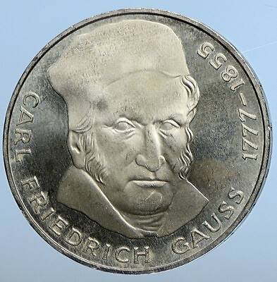 #ad 1977 J GERMANY Carl Friedrich Gauss Vintage Silver 5 Mark German Coin i111273 $178.65