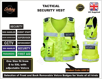 #ad Hi Vis Pro Tec Tactical Utility Vest Equipment Patrol Security Vest PC#05 GBP 37.99