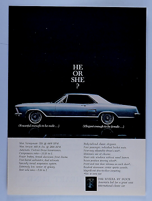 #ad 1963 Buick Riviera He Or She? Vintage Original Print Ad 8.5 x 11quot; $4.76