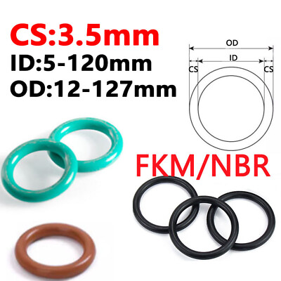 #ad O Ring FKM NBR Seals O rings Metric 3.5mm Cross Section 5 120mm ID 12 127mm OD $1.89