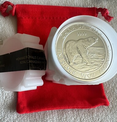 #ad 2018 CANADA Polar Bear 20 coin BU Mint roll of $2 FINE SILVER 1 2 Oz 20 COINS $439.99