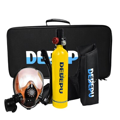 #ad DEDEPU 1L Scuba Diving Kit Full Face Snorkel Mask Air Oxygen Tank Underwater $216.06