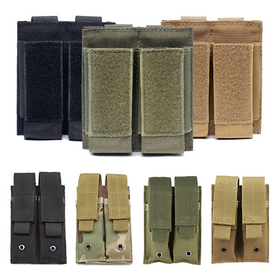 #ad Tactical Molle Dual Double Magazine Pouch Fit for 9mm Hunting Gun Pistol Mag Bag $7.99