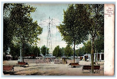 #ad Kansas City Missouri Postcard The Electric Park Park Benches Scene 1908 Antique $9.95