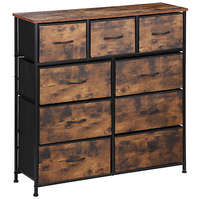 #ad 9 Drawers Dressers for Bedroom Fabric Storage Tower Chest Organizer Unit Brown $59.58