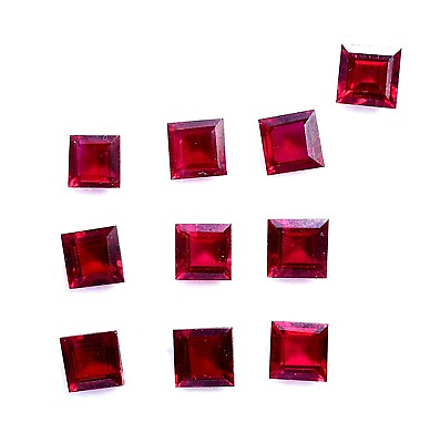 #ad 10 Pcs 12.65 CT Natural Mozambique Red Ruby CERTIFID Excellent Square Gemstone $42.49