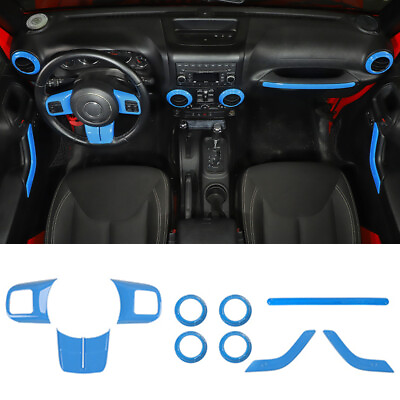 #ad 10x Interior Cover Trim Blue Accessories Kit For Jeep Wrangler JK 11 17 2 Door $33.28