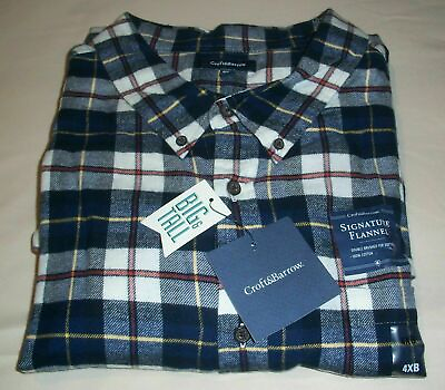 #ad Flannel Shirt Croft amp; Barrow long sleeve button front shirt 4 XB blue plaid $13.90