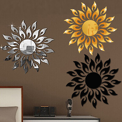 #ad 3D Home Decor Removable Decal Acrylic Mirror Sun Wall Sticker Art Mural $11.24